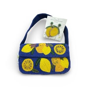 America & Beyond Beaded Lemon Handbag With Matching Earrings